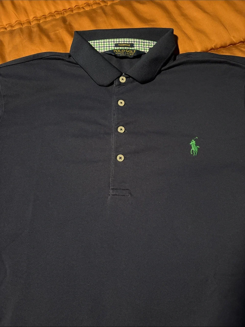 Ralph Lauren Polo Shirt in Navy with Green Pony Embroidery Size L